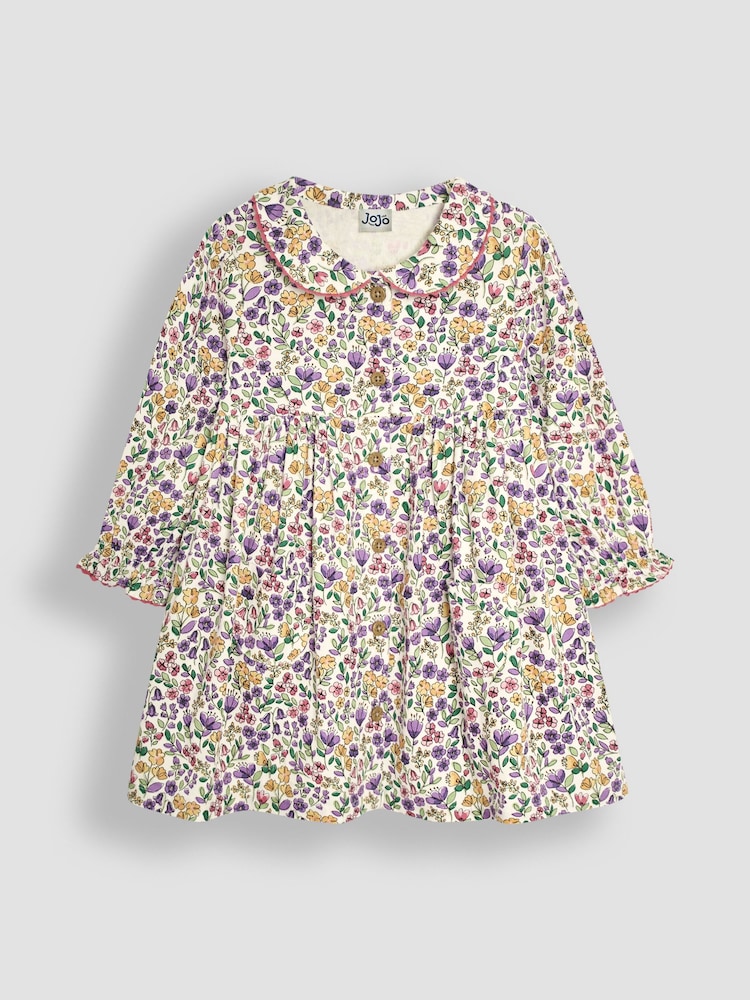JoJo Maman Bébé Lilac Floral Cord Shirt Dress - Image 1 of 3