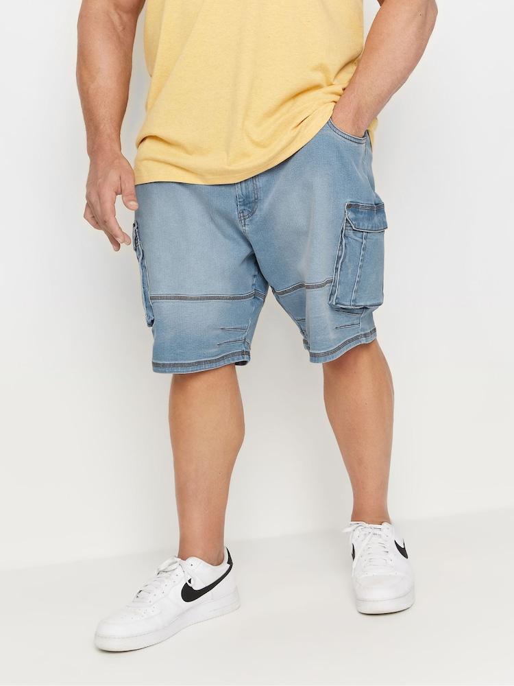 BadRhino Big & Tall Blue Camo Elasticated Waist Denim Shorts - Image 2 of 5 BadRhino Big & Tall Blue Camo Elasticated Waist Denim Shorts - Image 2 of 5