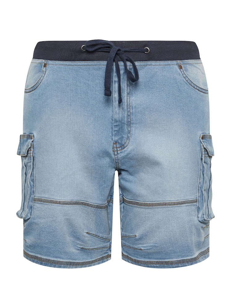 BadRhino Big & Tall Blue Camo Elasticated Waist Denim Shorts - Image 5 of 5 BadRhino Big & Tall Blue Camo Elasticated Waist Denim Shorts - Image 5 of 5