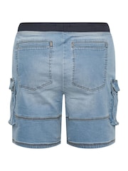 BadRhino Big & Tall Blue Camo Elasticated Waist Denim Shorts - Image 6 of 6
