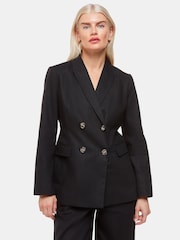 Whistles Black Petite Linen Blend Lindsey Blazer - Image 1 of 5