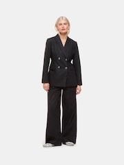 Whistles Black Petite Linen Blend Lindsey Blazer - Image 4 of 5