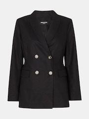 Whistles Black Petite Linen Blend Lindsey Blazer - Image 5 of 5