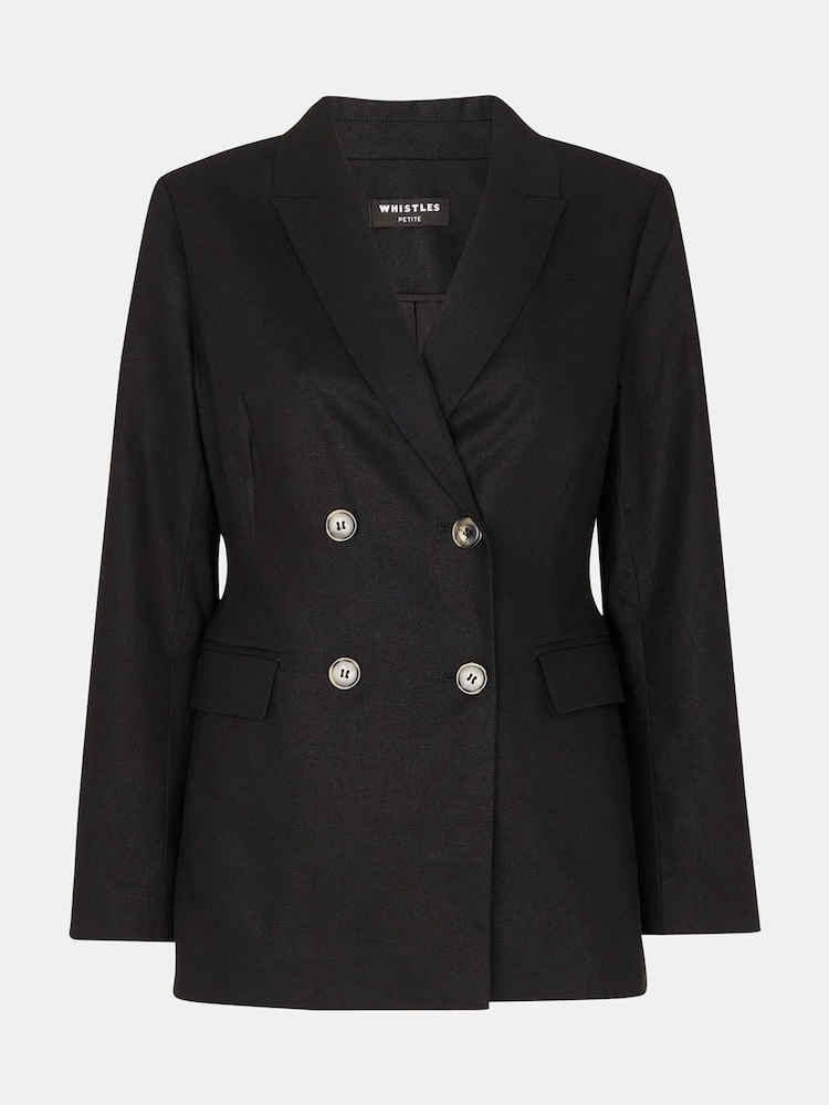 Whistles Black Petite Linen Blend Lindsey Blazer - Image 5 of 5