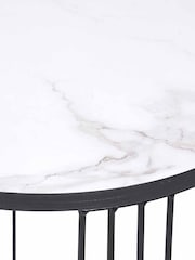 Pacific Set of 2 White/Black Marble Veneer Round Side Tables - Image 5 of 6