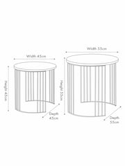 Pacific Set of 2 White/Black Marble Veneer Round Side Tables - Image 6 of 6