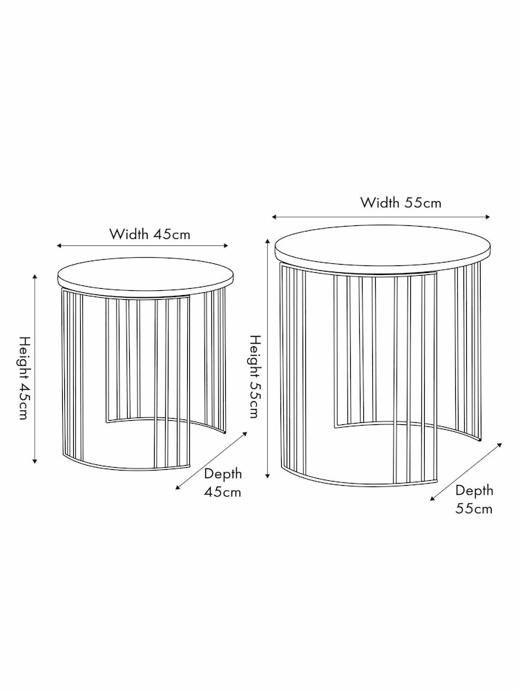 Pacific Set of 2 White/Black Marble Veneer Round Side Tables - Image 6 of 6