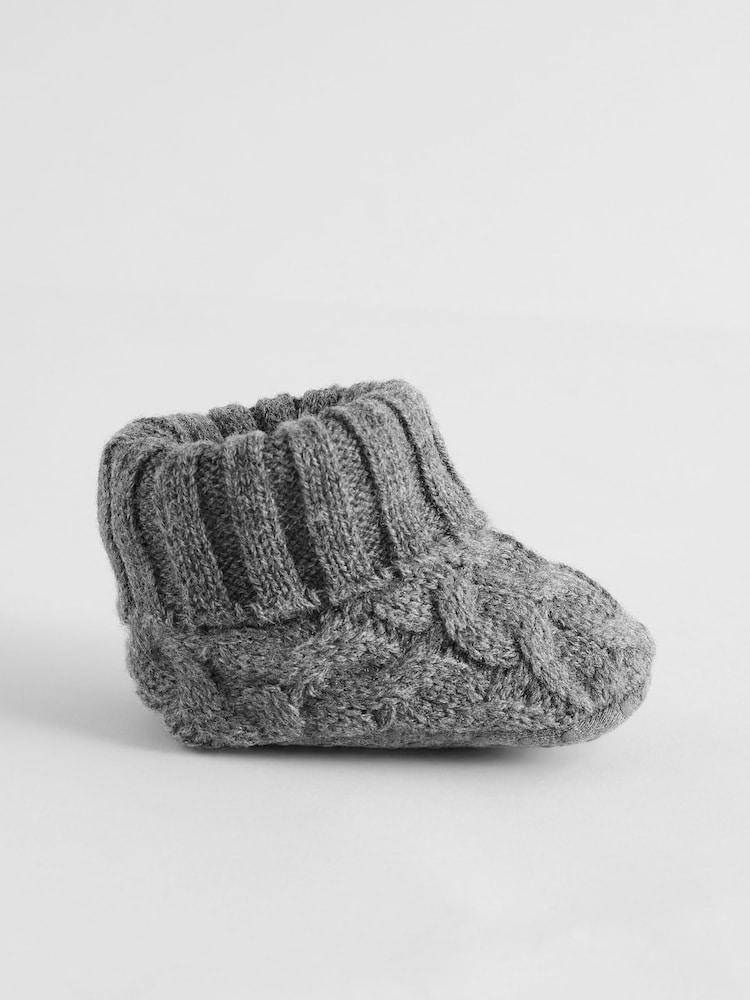Grey Knitted Sock Top Baby Booties (0-2mths) - Image 2 of 5 Grey Knitted Sock Top Baby Booties (0-2mths) - Image 2 of 5
