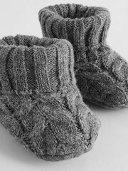 Grey Knitted Sock Top Baby Booties (0-2mths) - Image 3 of 5