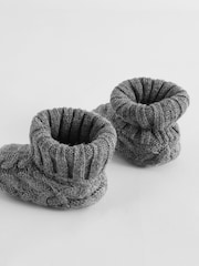 Grey Knitted Sock Top Baby Booties (0-2mths) - Image 4 of 5