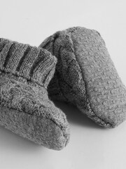 Grey Knitted Sock Top Baby Booties (0-2mths) - Image 5 of 5