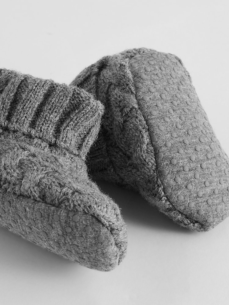 Grey Knitted Sock Top Baby Booties (0-2mths) - Image 5 of 5 Grey Knitted Sock Top Baby Booties (0-2mths) - Image 5 of 5