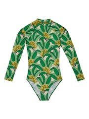 Regatta Green Orla Kiely Long Sleeve Swimsuit - Image 6 of 8