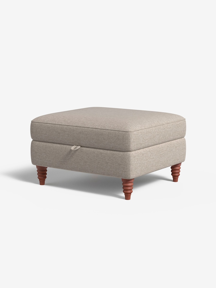 MADE.COM Textured Weave Natural Orson Footstool - Image 1 of 3