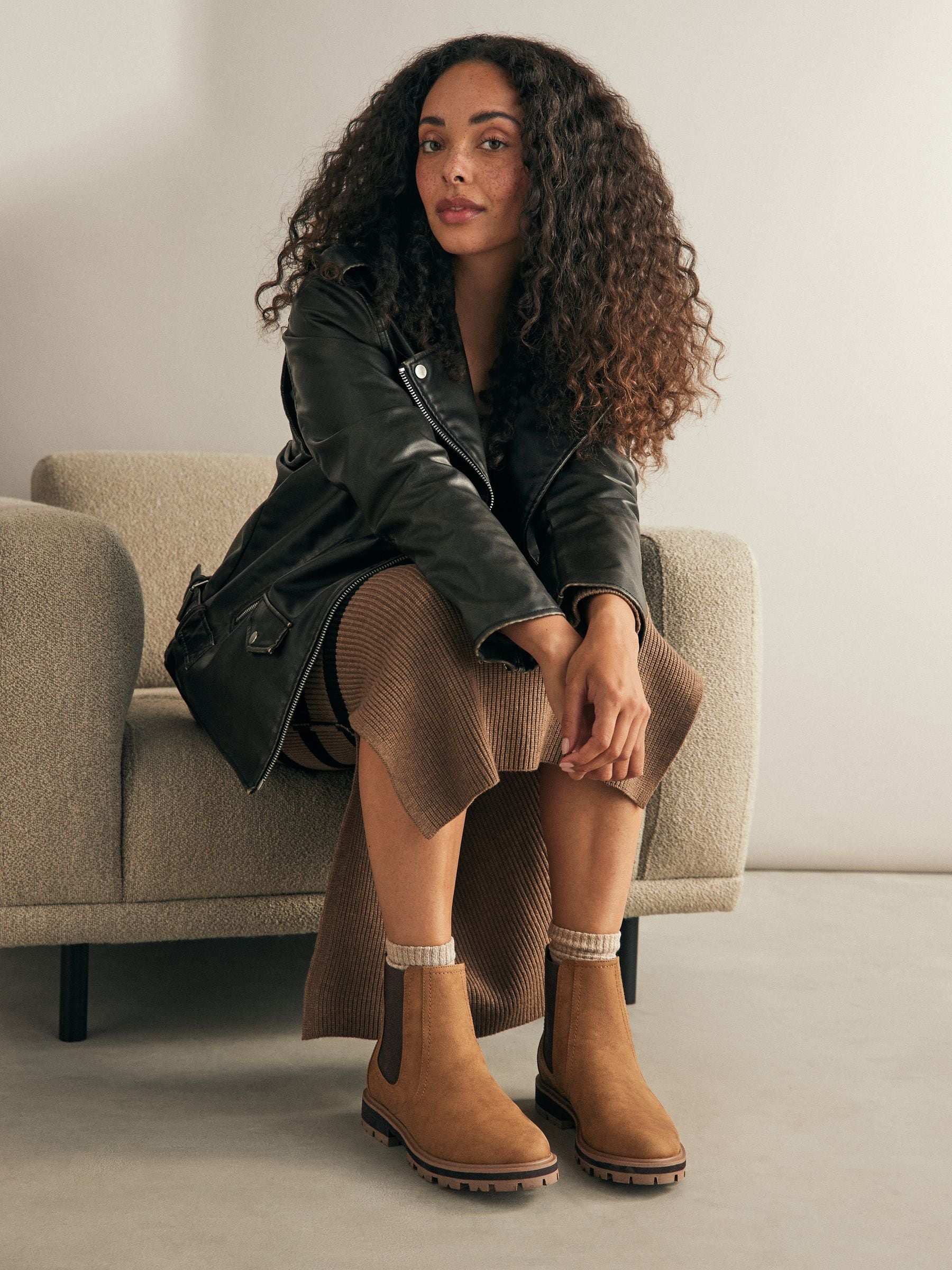 Buy Tan Brown Standard Wide Fit Forever Comfort Chelsea Boots from Next Denmark