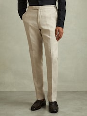 Reiss Halgas Linen Side Adjuster Modern Fit Trousers - Изображение 3 из 6