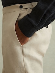 Reiss Halgas Linen Side Adjuster Modern Fit Trousers - Изображение 4 из 6
