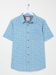 FatFace Banana Blue Leaf Print Shirt - Image 5 of 5