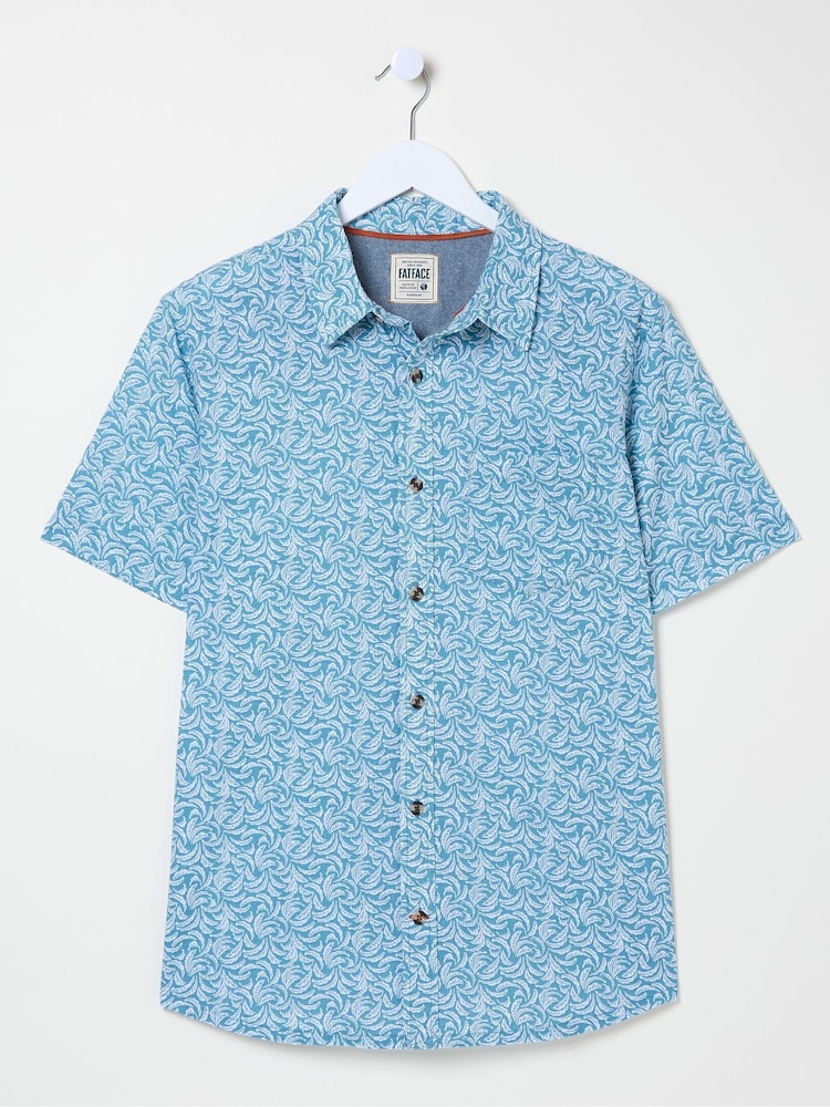 FatFace Banana Blue Leaf Print Shirt - Image 5 of 5