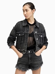 AllSaints Black Fray Claude Jacket - Image 1 of 8