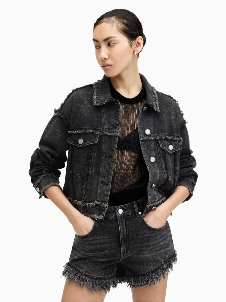 AllSaints Black Fray Claude Jacket - Image 1 of 8