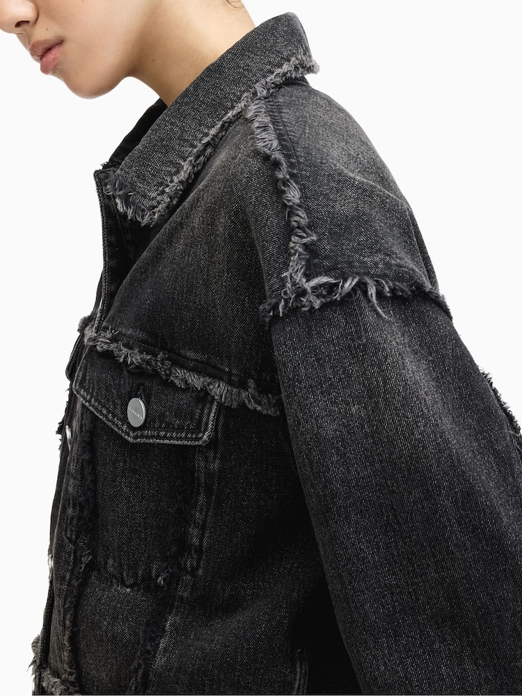 AllSaints Black Fray Claude Jacket - Image 4 of 8