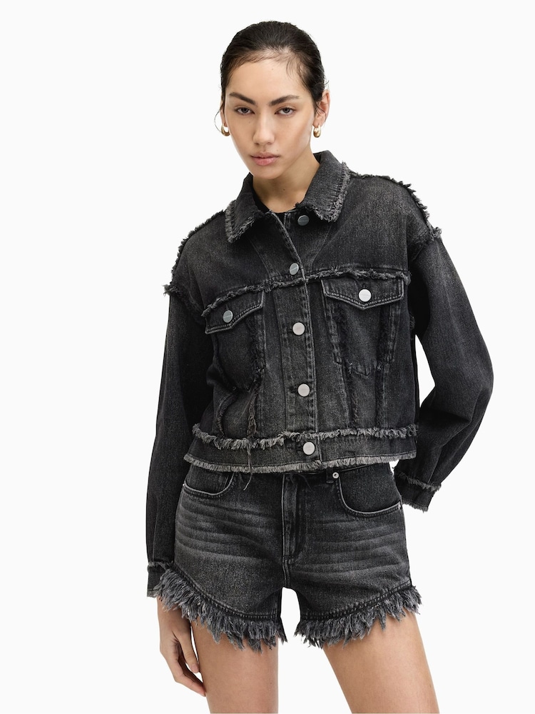 AllSaints Black Fray Claude Jacket - Image 6 of 8