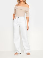 Long Tall Sally White Wide Leg 100% Cotton Jeans - Image 2 of 5