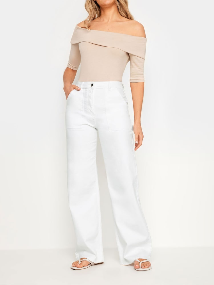 Long Tall Sally White Wide Leg 100% Cotton Jeans - Image 2 of 5