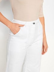 Long Tall Sally White Wide Leg 100% Cotton Jeans - Image 3 of 5