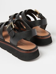 Oliver Bonas Black Leather Fisherman Sandals - Image 4 of 6