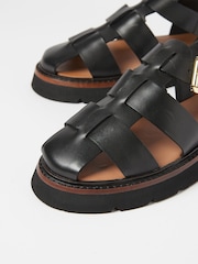 Oliver Bonas Black Leather Fisherman Sandals - Image 5 of 6