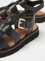 Oliver Bonas Black Leather Fisherman Sandals - Image 6 of 6