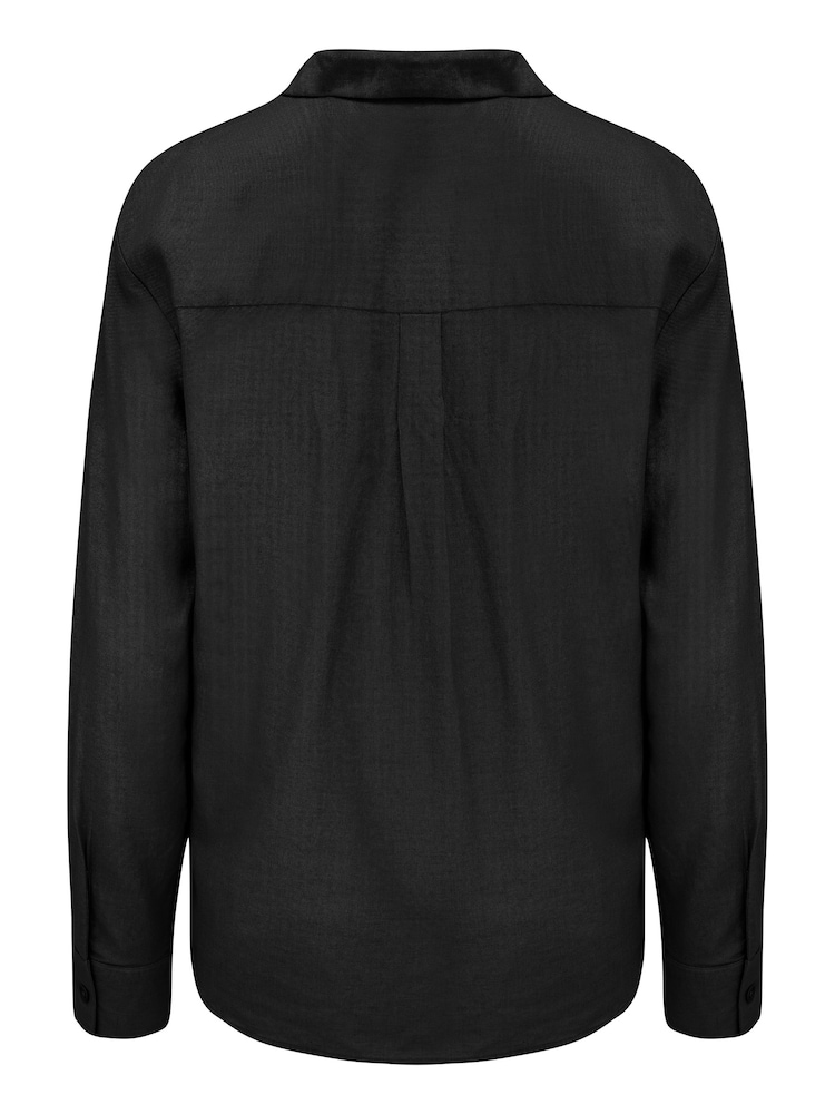 Pour Moi Black Wren Button Through Long Sleeve Shirt - Image 4 of 4