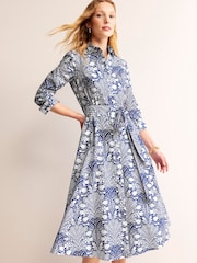 Boden Blue Amy 100% Cotton Midi Shirt Dress - Image 3 of 5