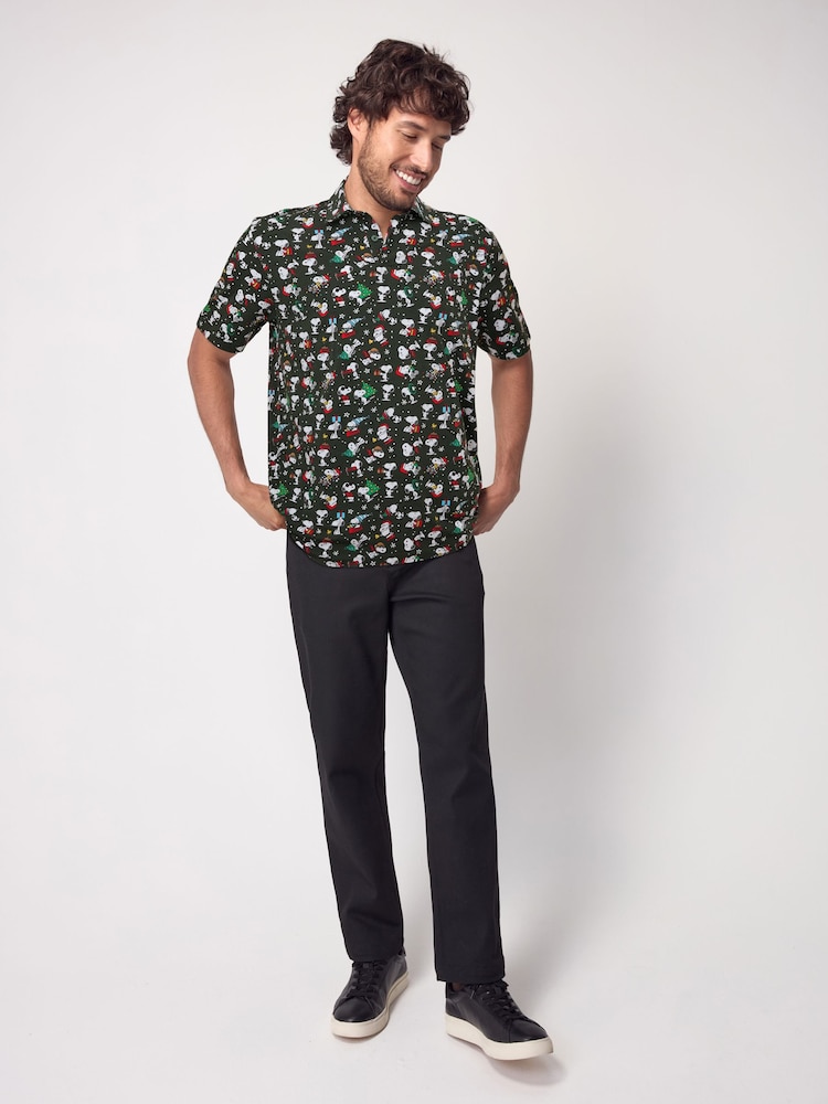 Green Snoopy Christmas Print Polo Shirt - Image 2 of 8