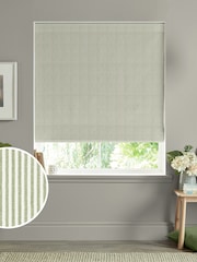 Sophie Allport Sage Green Stamford Stripe Made to Measure 100% Cotton Roman Blinds - Image 1 of 6