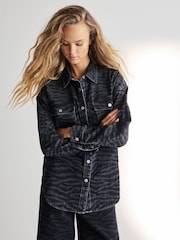 Black Zebra Printed Oversized 100% Cotton Shirt - Image 3 of 9