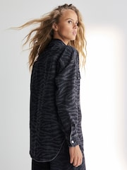 Black Zebra Printed Oversized 100% Cotton Shirt - Image 4 of 9