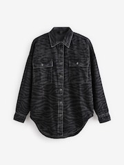 Black Zebra Printed Oversized 100% Cotton Shirt - Image 5 of 9
