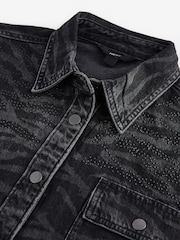 Black Zebra Printed Oversized 100% Cotton Shirt - Image 6 of 9