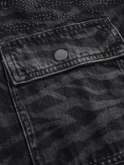 Black Zebra Printed Oversized 100% Cotton Shirt - Image 8 of 9