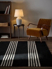 The Set Black Cotton Stripe Woven Herringbone Flatweave Rug - Image 1 of 2