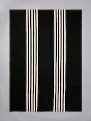 The Set Black Cotton Stripe Woven Herringbone Flatweave Rug - Image 2 of 2