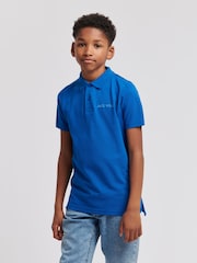 Jack Wills Blue Boys Edge Ribbing 100% Cotton Polo Shirt - Image 1 of 7