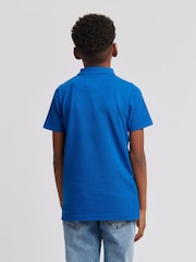 Jack Wills Blue Boys Edge Ribbing 100% Cotton Polo Shirt - Image 2 of 7