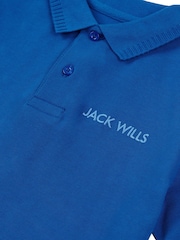 Jack Wills Blue Boys Edge Ribbing 100% Cotton Polo Shirt - Image 7 of 7