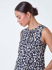 Roman Black Roman Patterned Print Sleeveless Top - Image 1 of 5