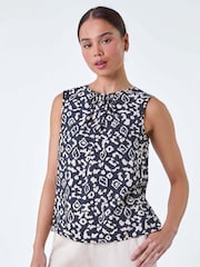 Roman Black Roman Patterned Print Sleeveless Top - Image 4 of 5