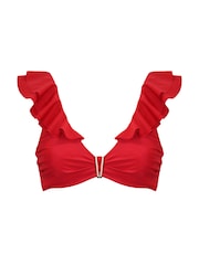 Pour Moi Red Andalucia Frill Underwired Non Padded Bikini Top - Image 3 of 4